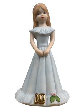Growing Up Birthday Girls Figurine Age 10 Blonde Girl 1981 Enesco  Collectible